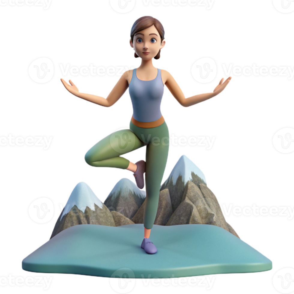 beautiful artistic Woman Doing Yoga on Beach Cutout exclusive png
