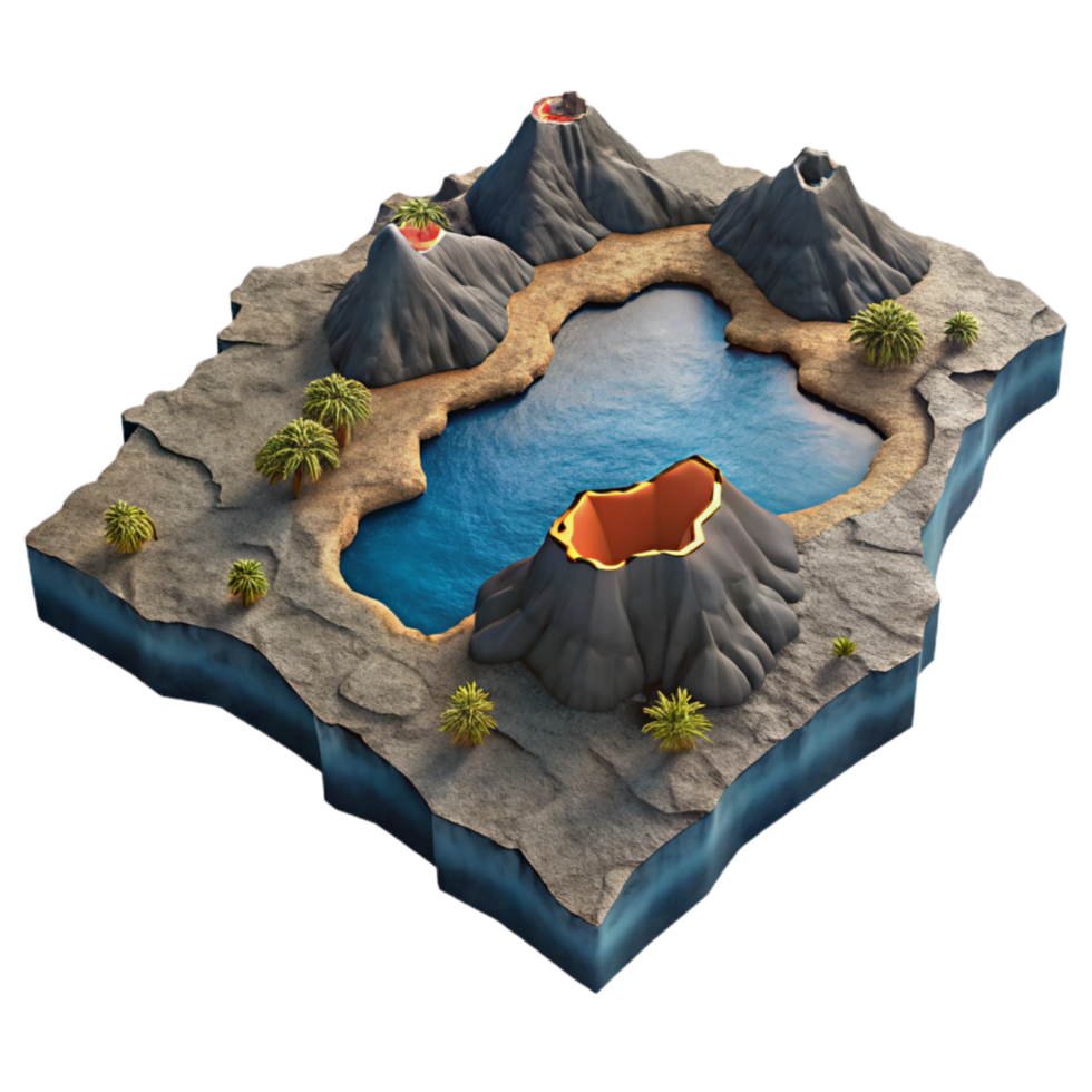 extraordinary rustic Galapagos Islands Volcanic Landscape Aerial View Cutout authentic png