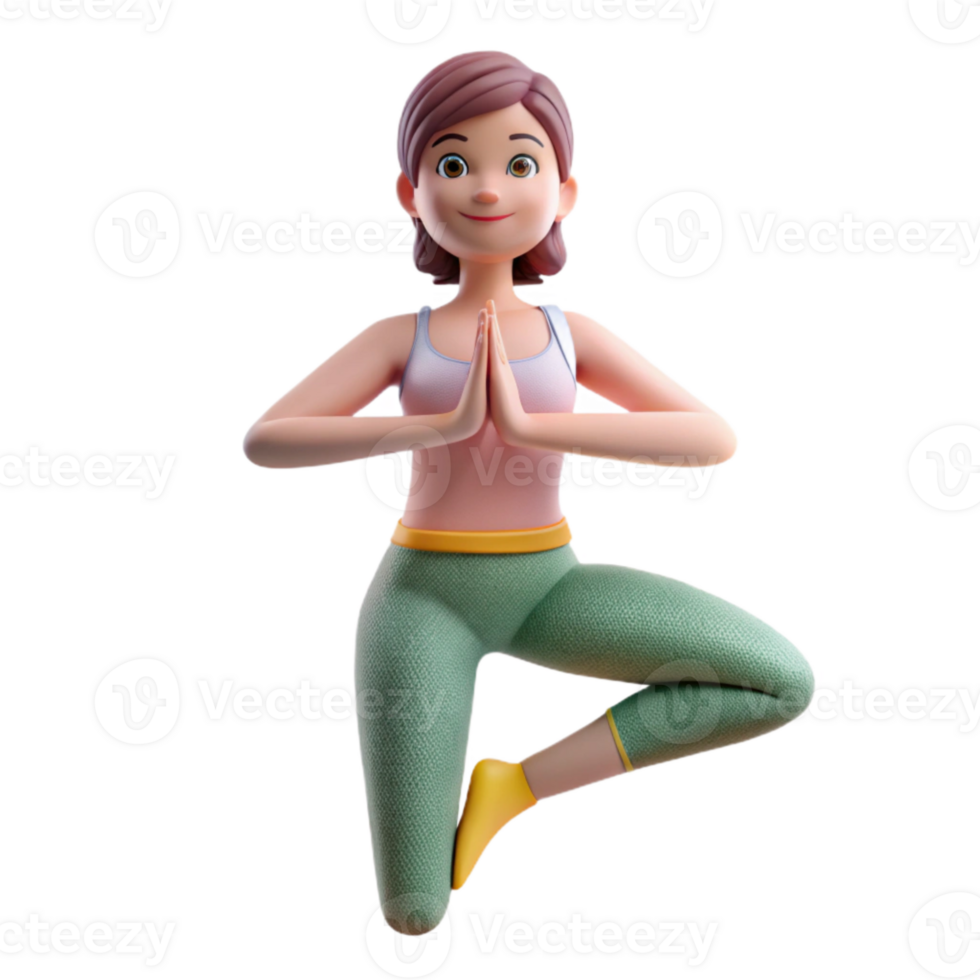 serene rustic Woman Doing Yoga Pose Cutout on Transparent Background png