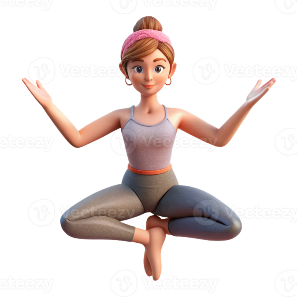 serene minimalist Woman Doing Yoga Pose Cutout on Transparent Background high resolution png
