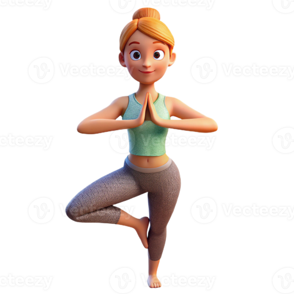 extraordinary creative Woman Doing Yoga Tree Pose Cutout genuine png