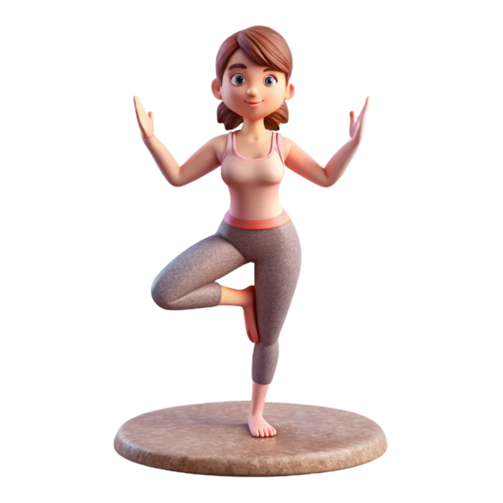 beautiful classic Woman Doing Yoga Tree Pose Cutout premium png