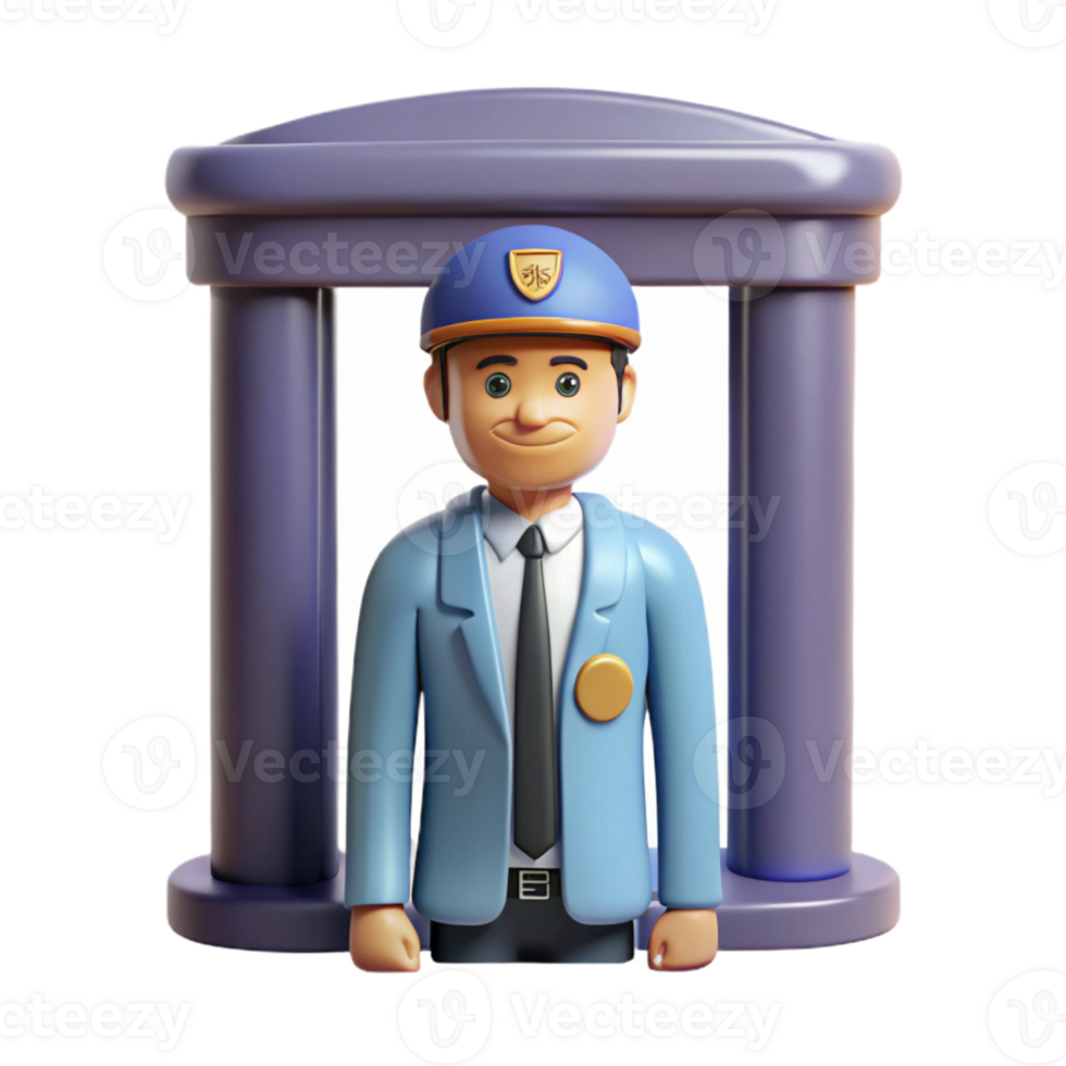 vibrant modern Gallery Entrance Security Guard Isolated Element png