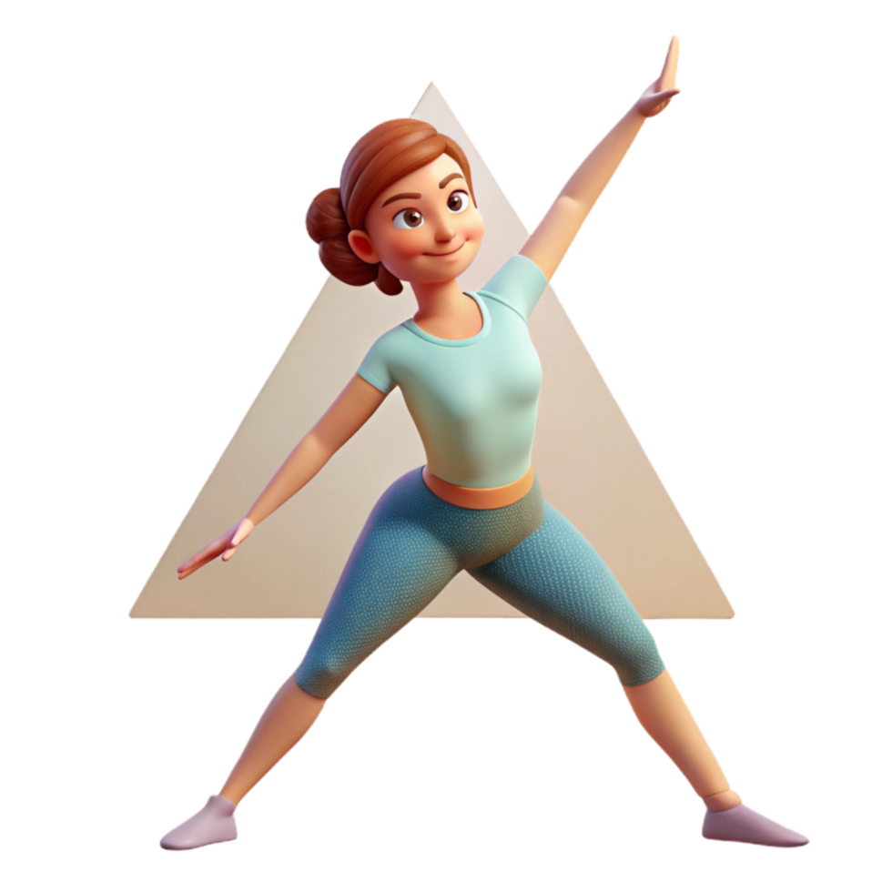 impressive creative Woman Doing Yoga Triangle Pose Isolated premium png