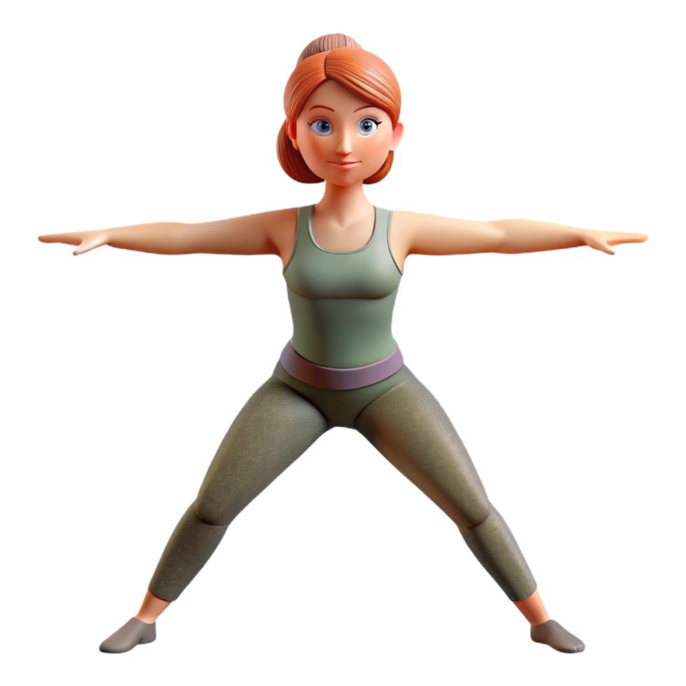 wonderful abstract Woman Doing Yoga Warrior Pose Transparent Background high quality png