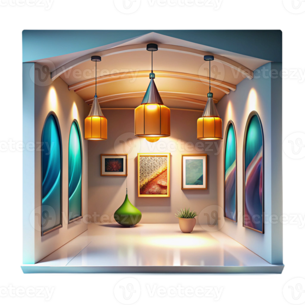 vibrant vintage Gallery Interior Bright Lighting Transparent original png