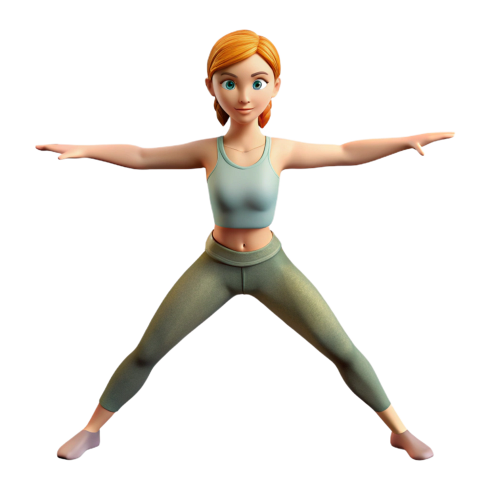 stunning minimalist Woman Doing Yoga Warrior Pose Transparent Background authentic png