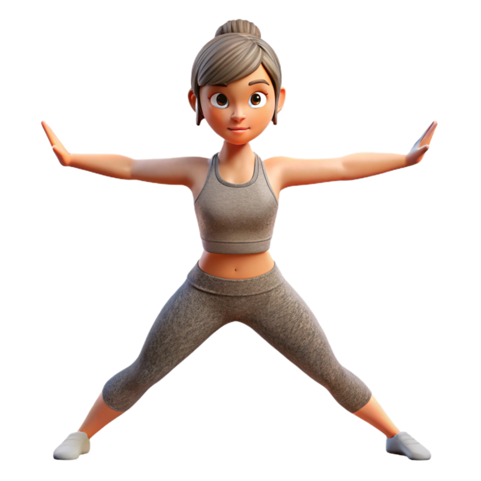 impressive artistic Woman Doing Yoga Warrior Pose Transparent Background professional png