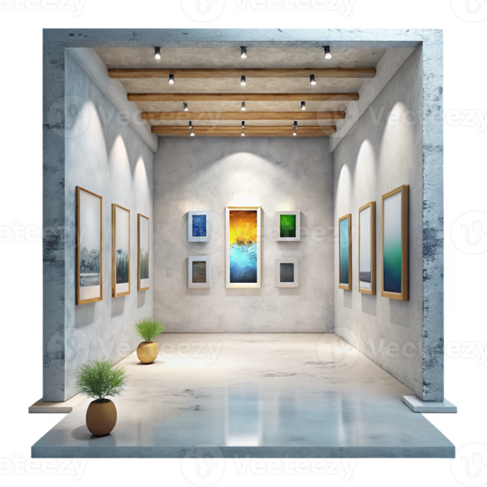 beautiful classic Gallery Interior Bright White Walls Isolated Element high resolution png