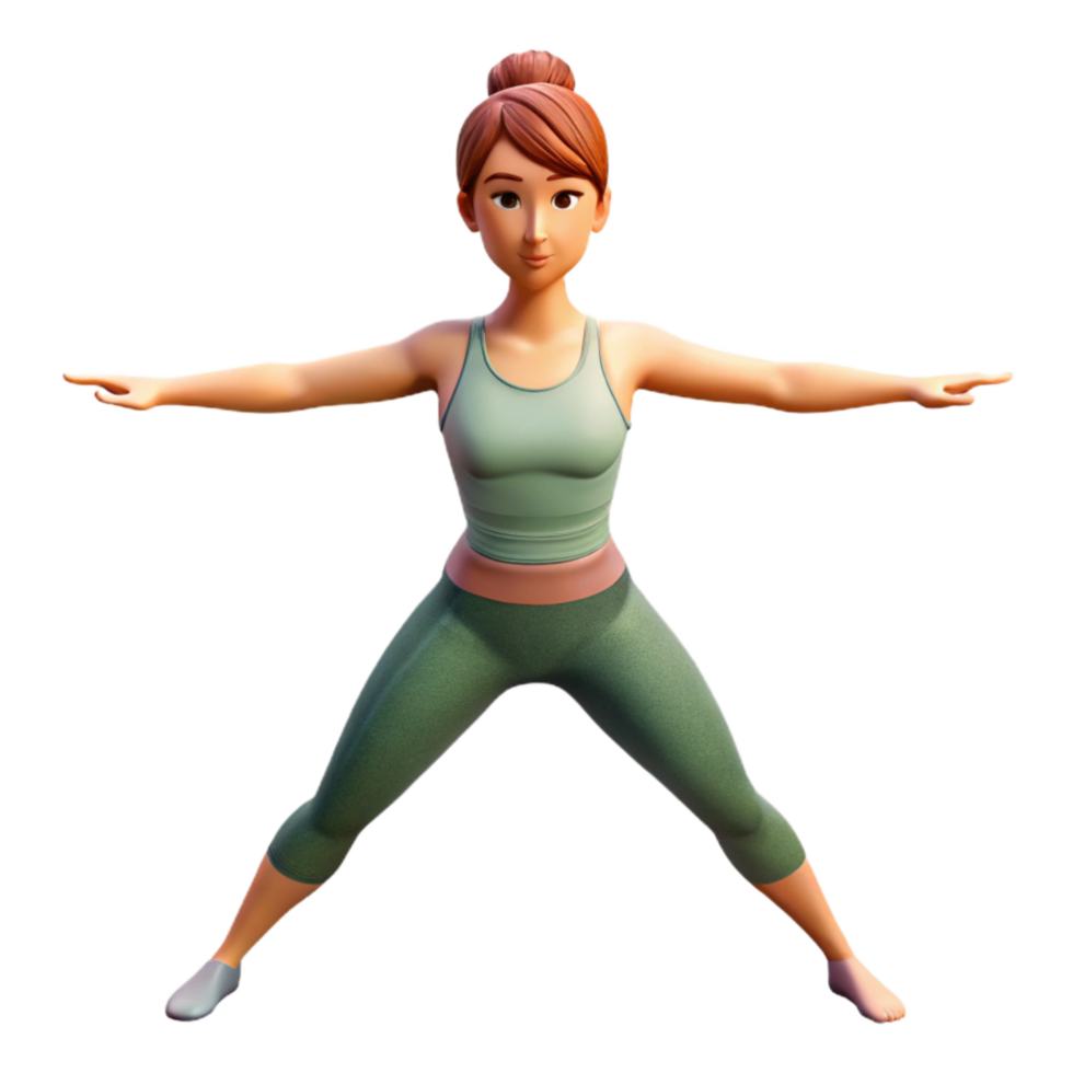stunning traditional Woman Doing Yoga Warrior Pose Transparent Background authentic png