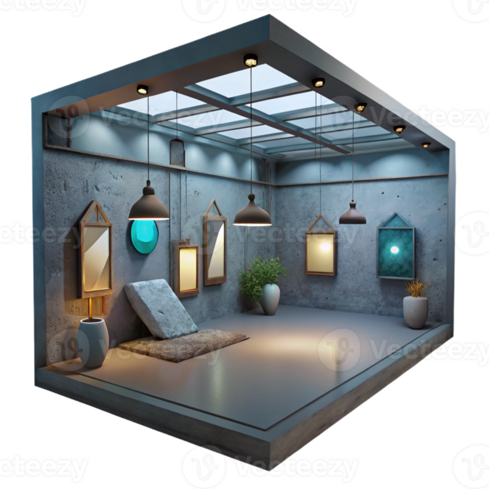 vibrant classic Gallery Interior Dim Lighting Cutout high quality png