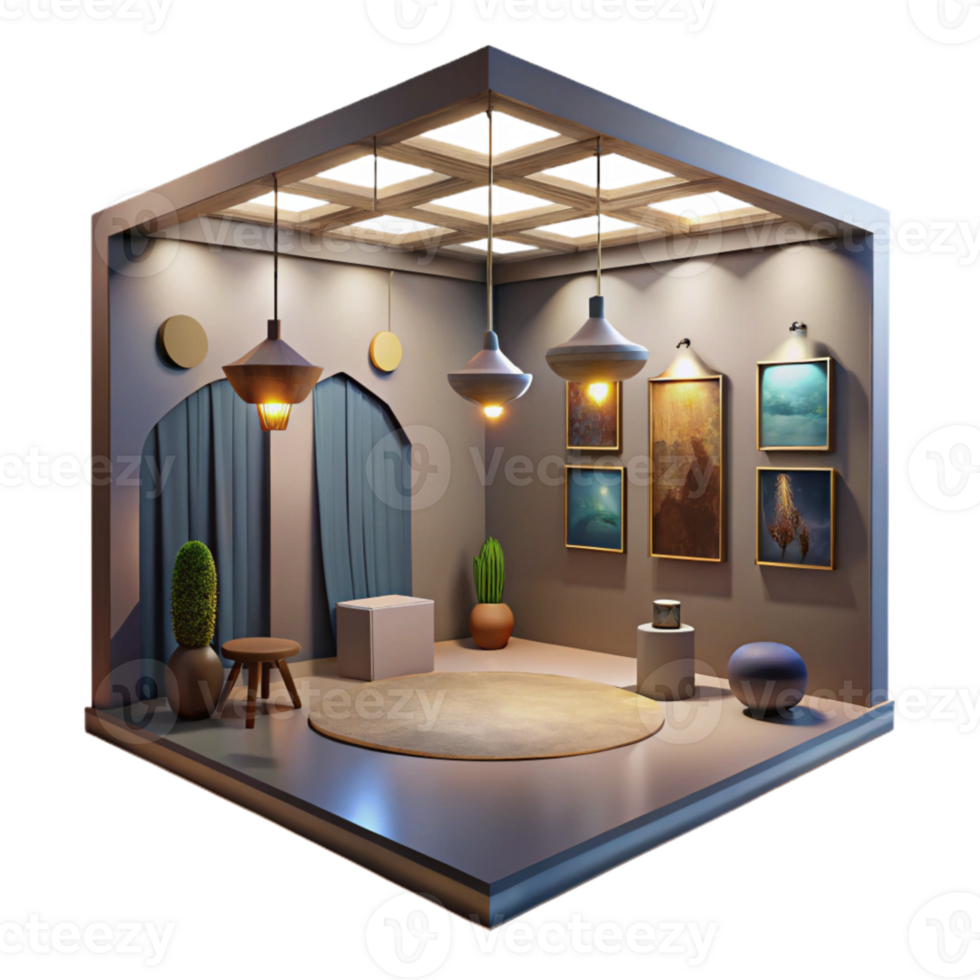 serene vintage Gallery Interior Dim Lighting Cutout genuine png