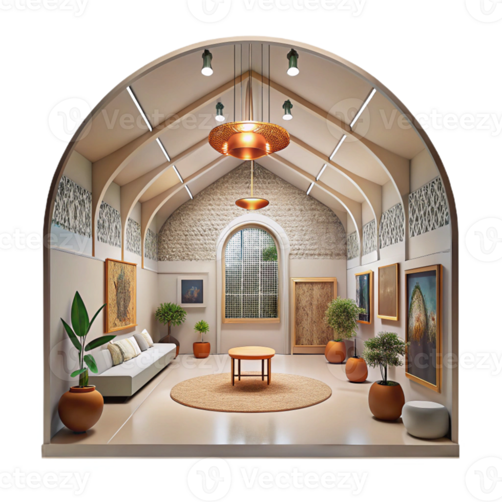 vibrant traditional Gallery Interior High Ceiling Cutout detailed png