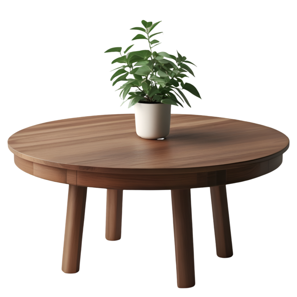 a round table with a plant on it png