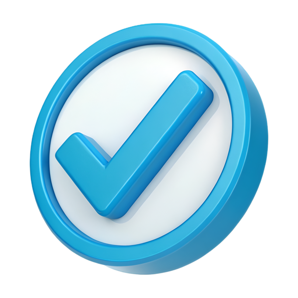 a blue check mark icon on a transparent background png