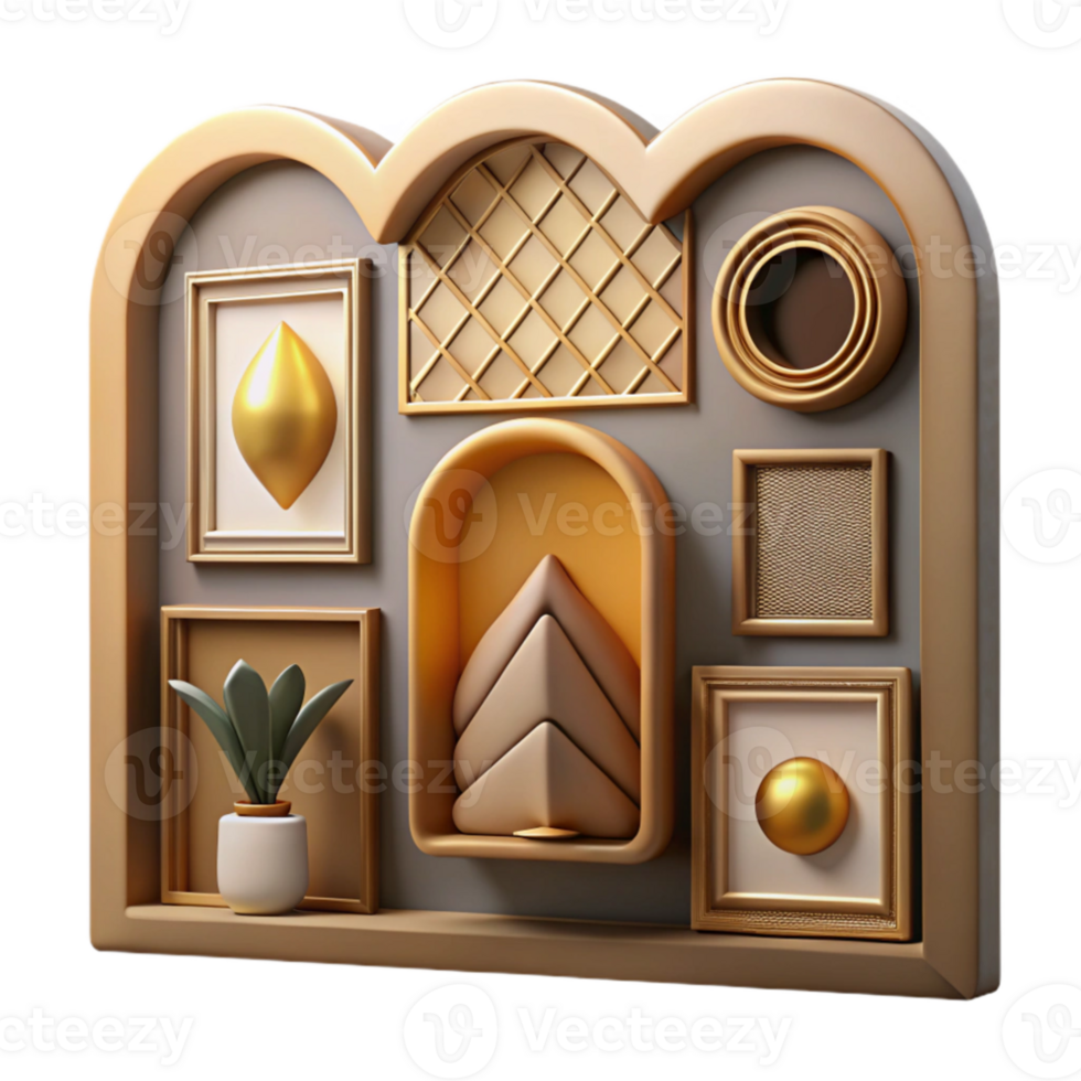 dramatic artistic Gallery Wall Art Deco Style Cutout premium png