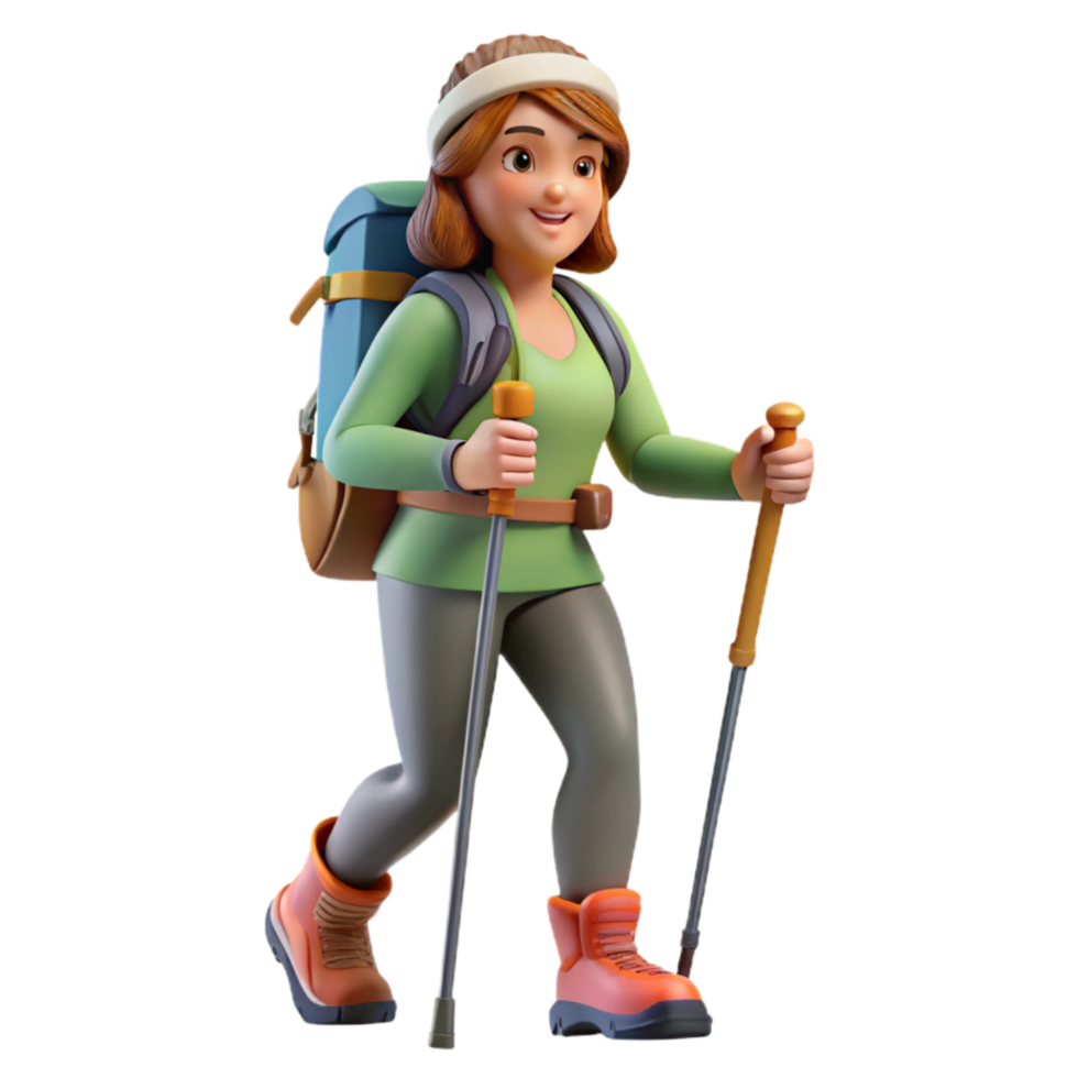magnificent traditional Woman Hiking with Trekking Poles Cutout exclusive png