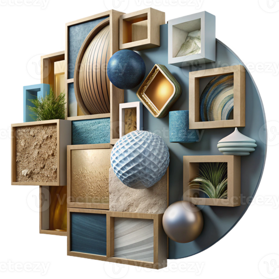 vibrant traditional Gallery Wall Art Mixed Media Cutout high quality png