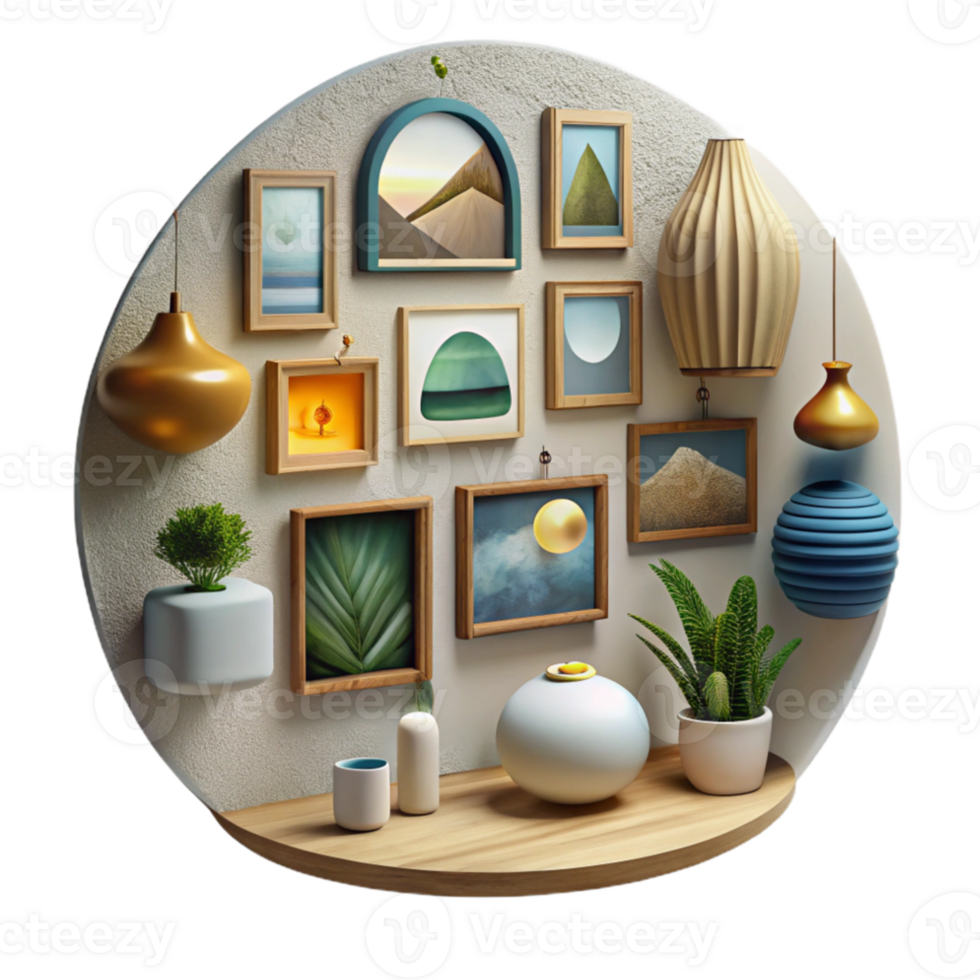 magnificent creative Gallery Wall Artwork Display Cutout detailed png
