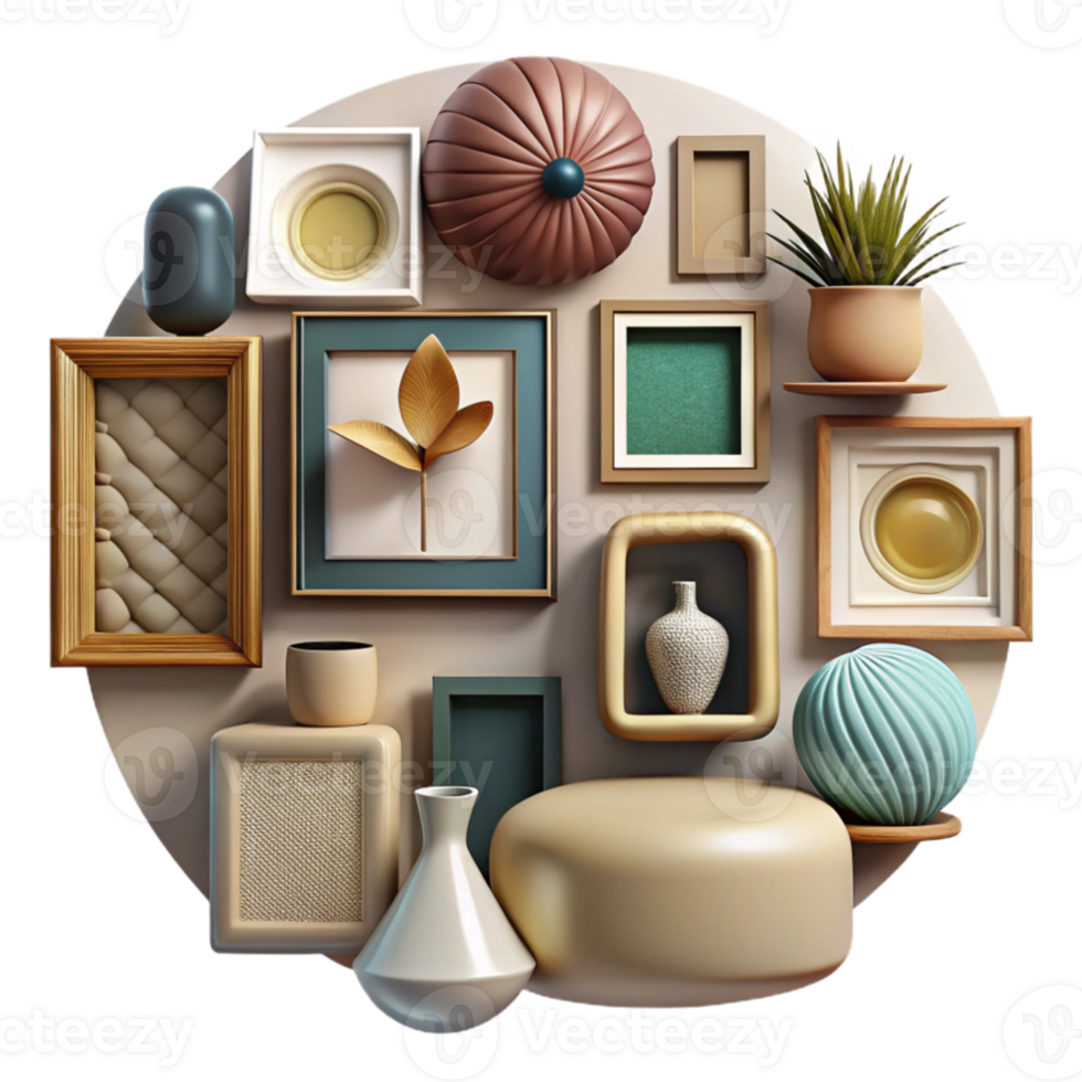 elegant vintage Gallery Wall Curated Collection Cutout detailed png