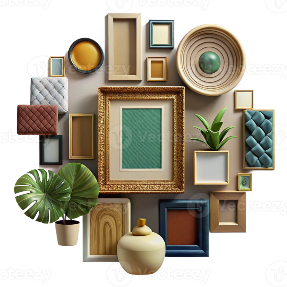 stunning contemporary Gallery Wall Decor Variety of Frames Cutout authentic png