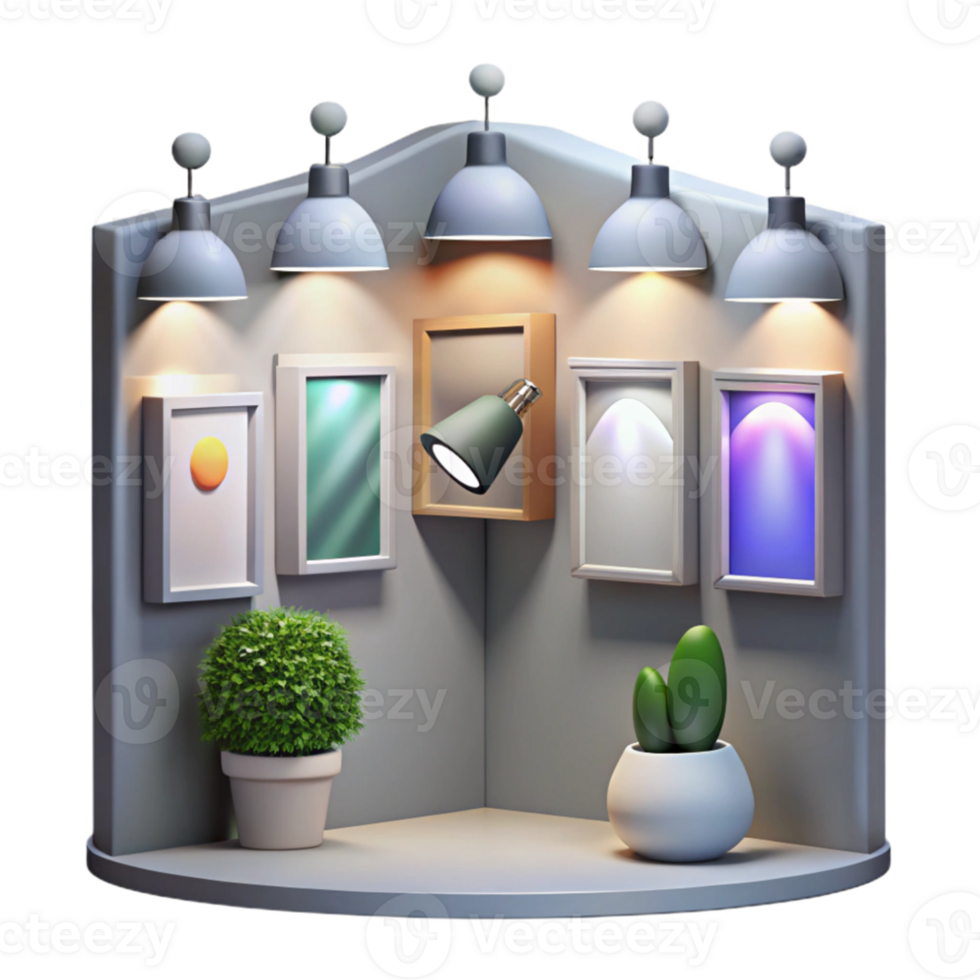 dramatic minimalist Gallery Wall Spot Lighting Transparent Background detailed png