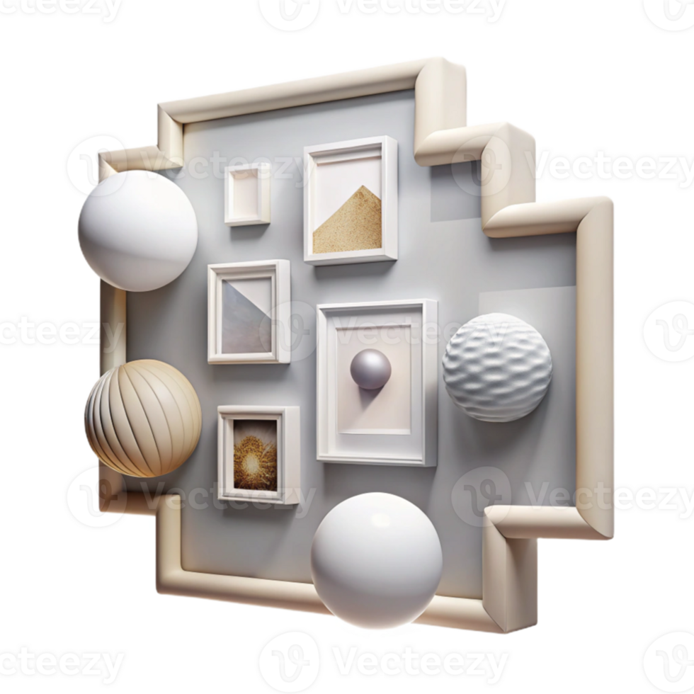 vibrant artistic Gallery Wall White Background Cutout high quality png