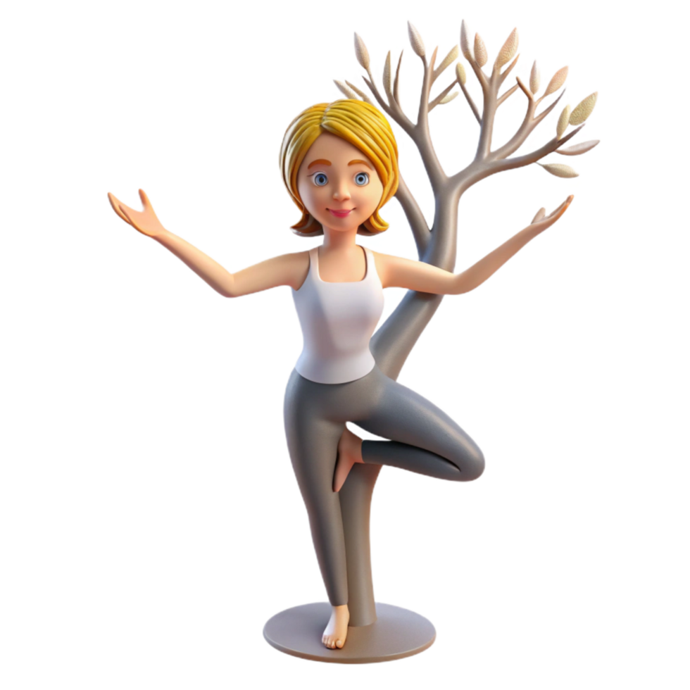 vibrant contemporary Woman Holding Yoga Pose Tree Silhouette Transparent exclusive png