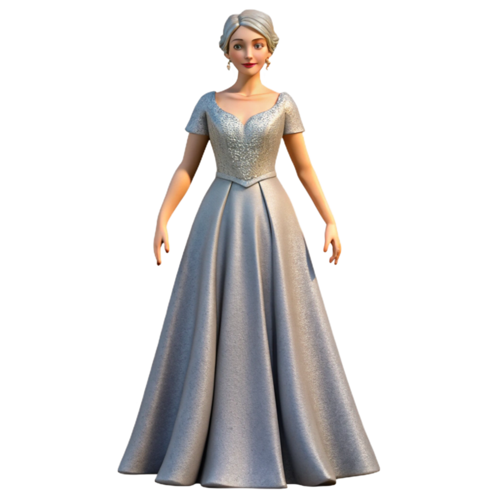 vibrant traditional Woman in Gown Standing Front View Transparent high quality png