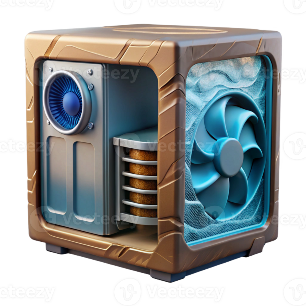 impressive creative Gaming Desktop with Water Cooling Isolated professional png