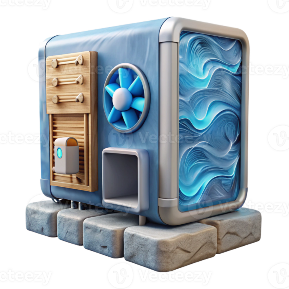elegant traditional Gaming Desktop with Water Cooling Isolated authentic png