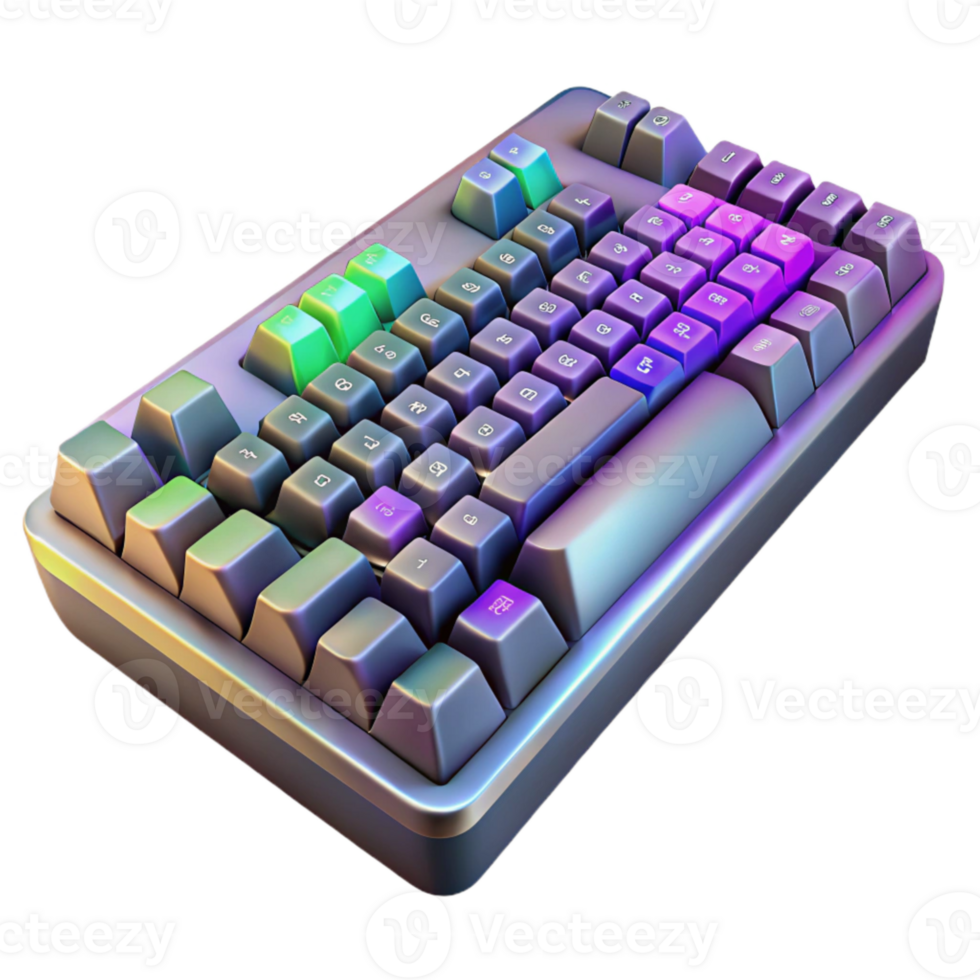 magnificent contemporary Gaming Keyboard Top View with Rgb Lighting Isolated original png