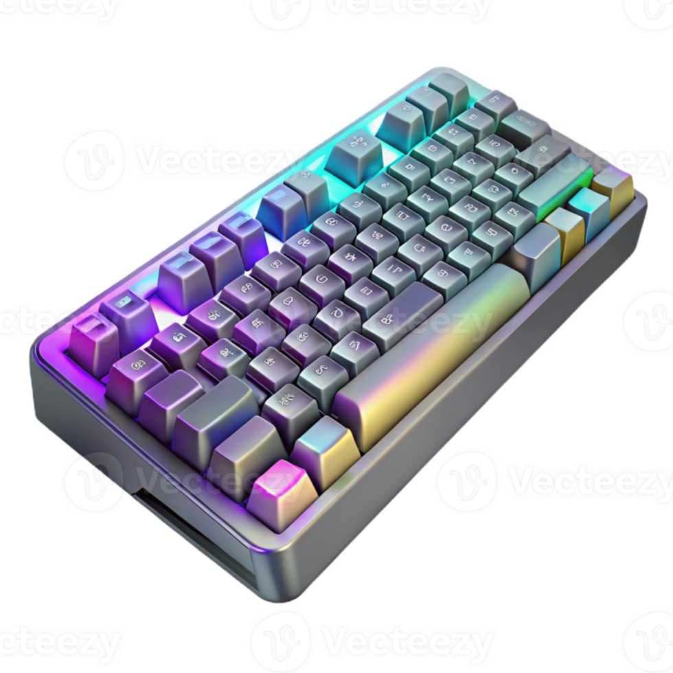 stunning modern Gaming Keyboard Top View with Rgb Lighting Isolated professional png