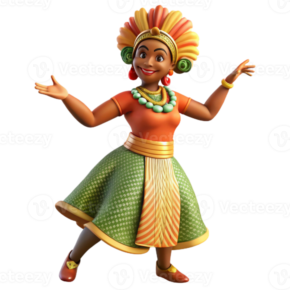 wonderful contemporary Woman in Traditional Dress Dancing Isolated high resolution png