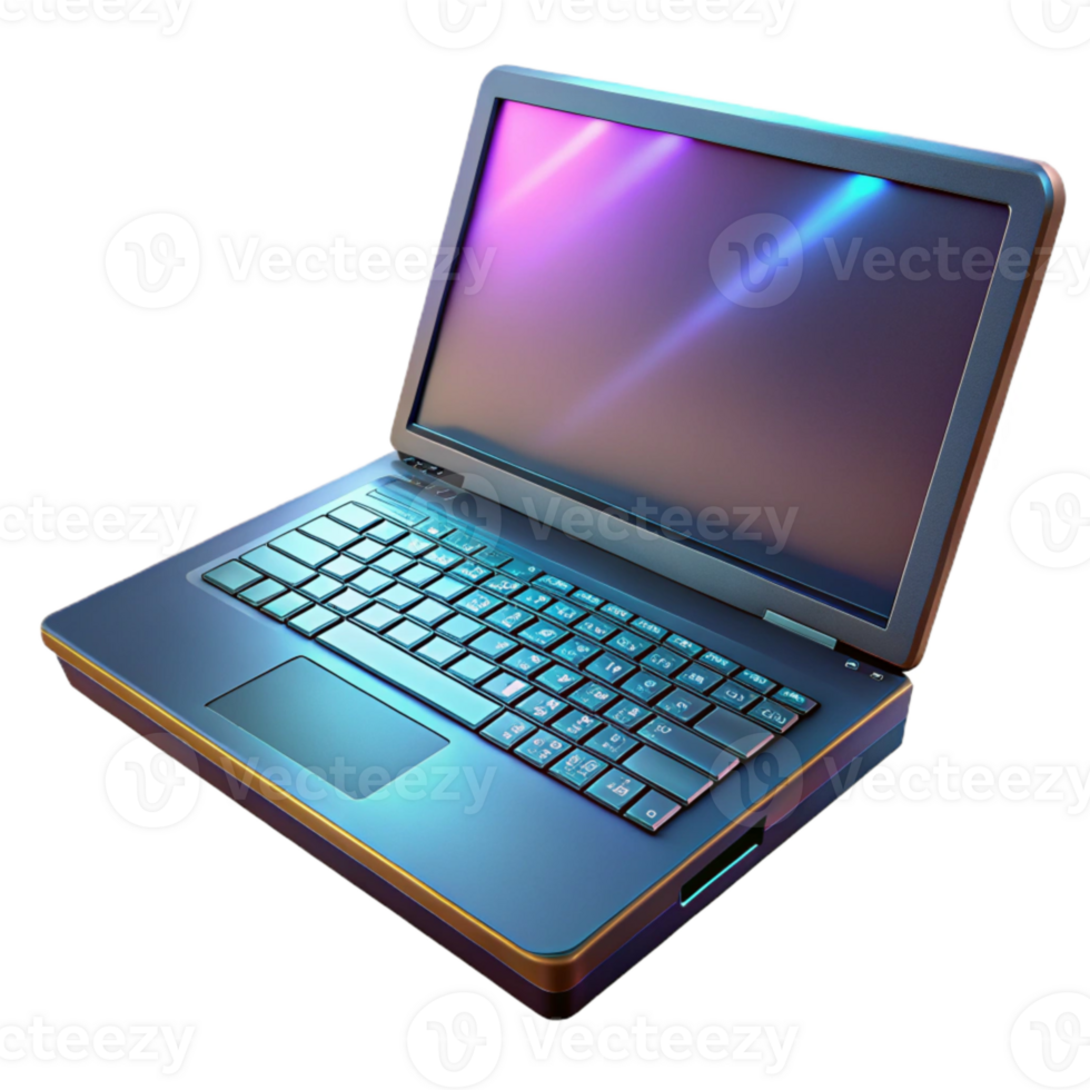 vibrant abstract Gaming Laptop with Backlit Keyboard Isolated original png