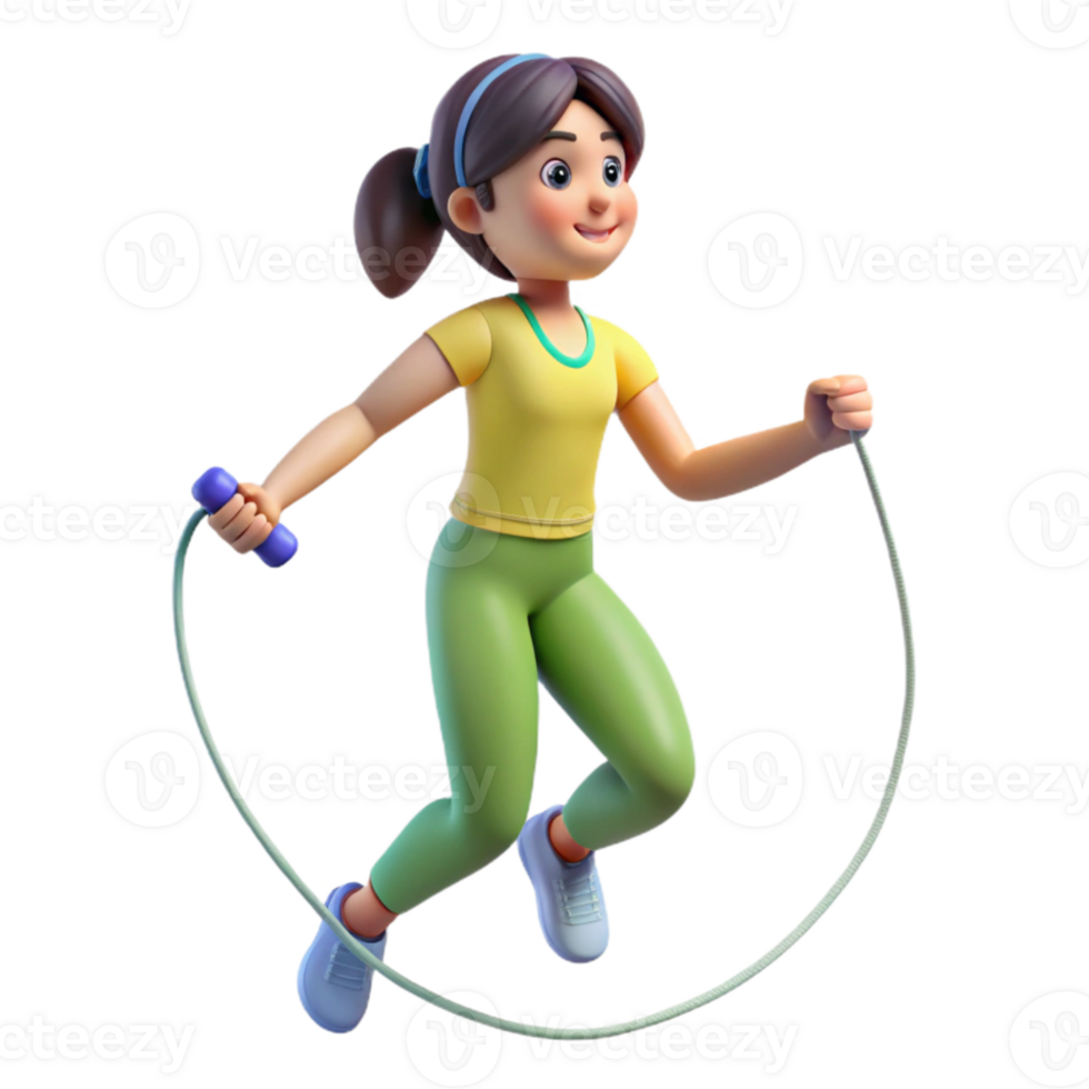 stunning abstract Woman Jumping Rope Side View Cutout png