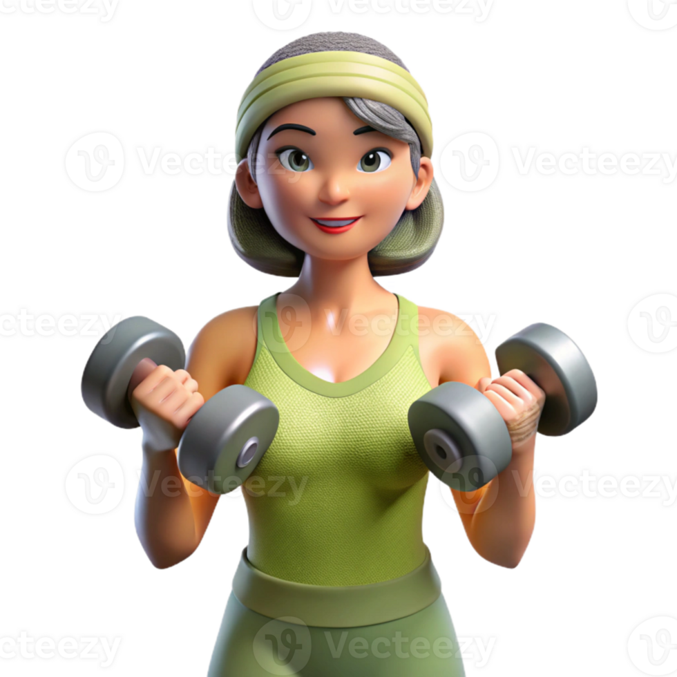wonderful minimalist Woman Lifting Dumbbells Isolated exclusive png