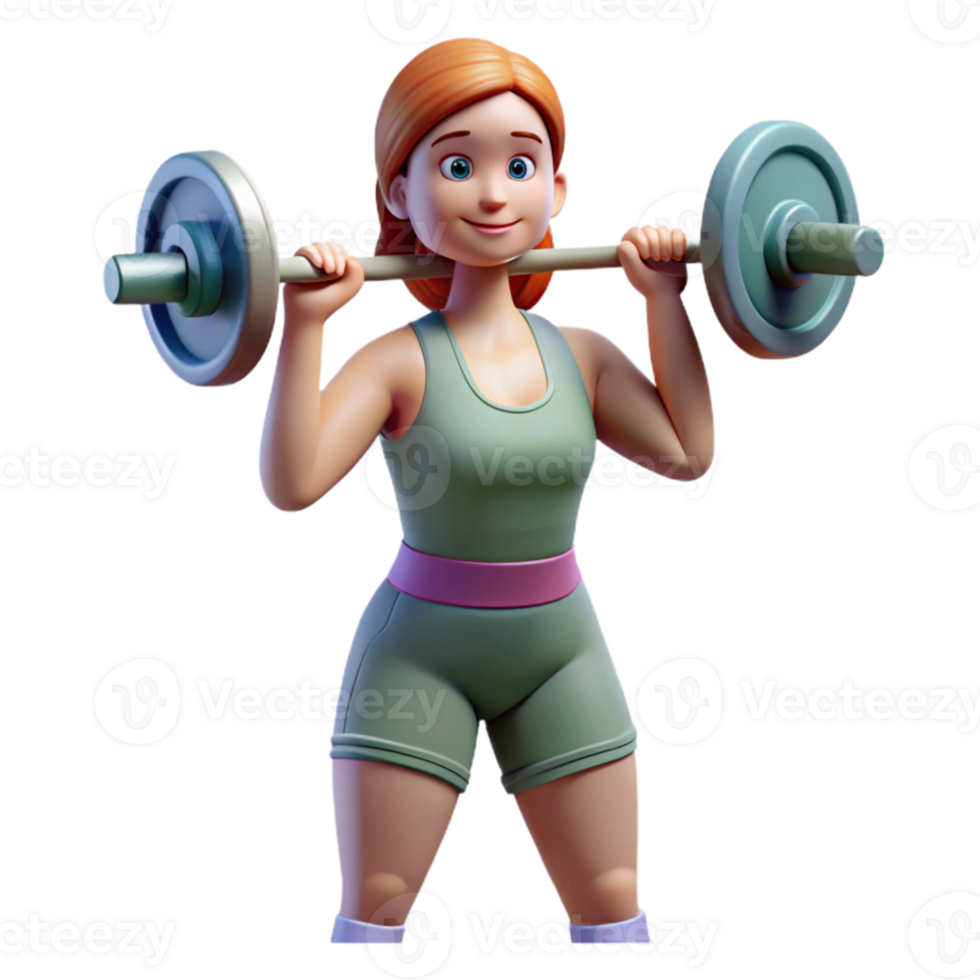 serene abstract Woman Lifting Weights Overhead Transparent Background exclusive png