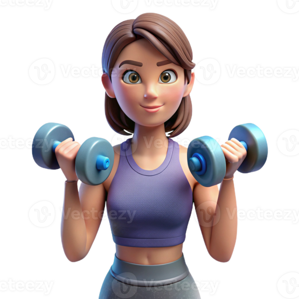 elegant minimalist Woman Lifting Dumbbells Isolated high resolution png