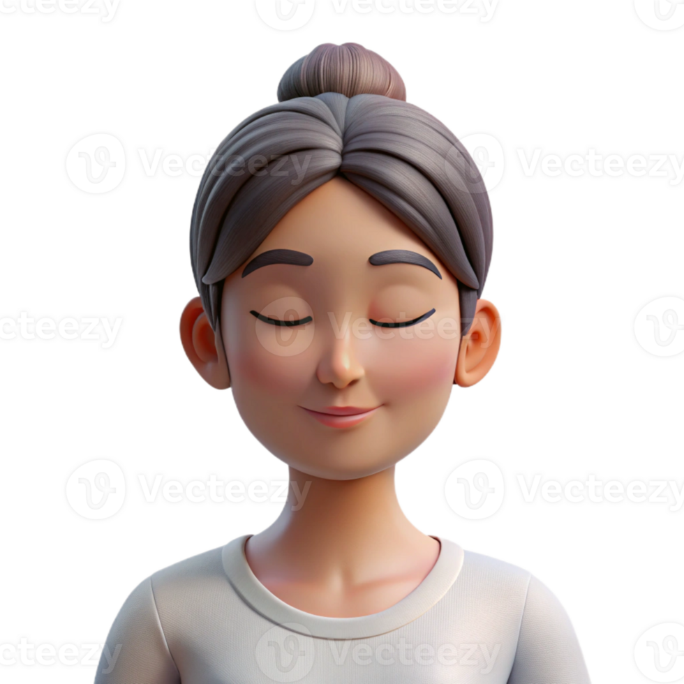 impressive rustic Woman Meditating Close Up Face View Transparent Background professional png
