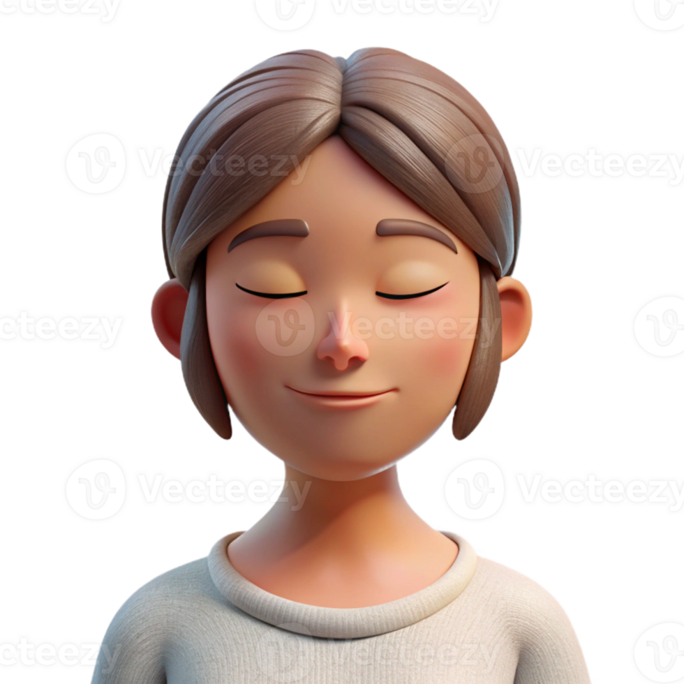elegant classic Woman Meditating Close Up Face View Transparent Background high resolution png