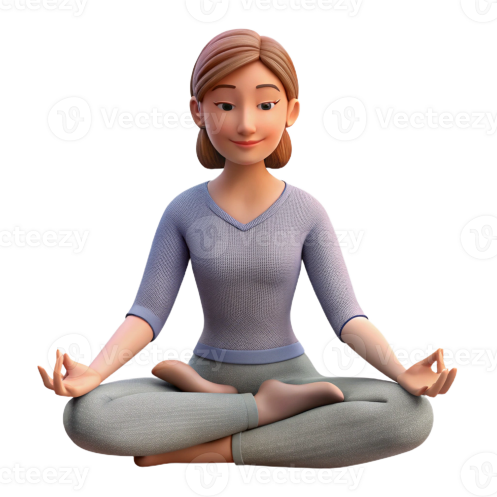 dramatic modern Woman Meditating in Lotus Pose Soft Light Isolated detailed png