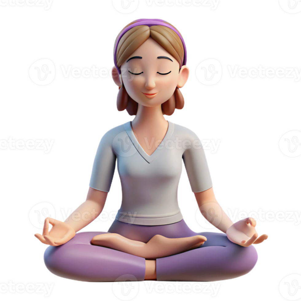 vibrant abstract Woman Meditating in Lotus Pose Soft Light Isolated high resolution png