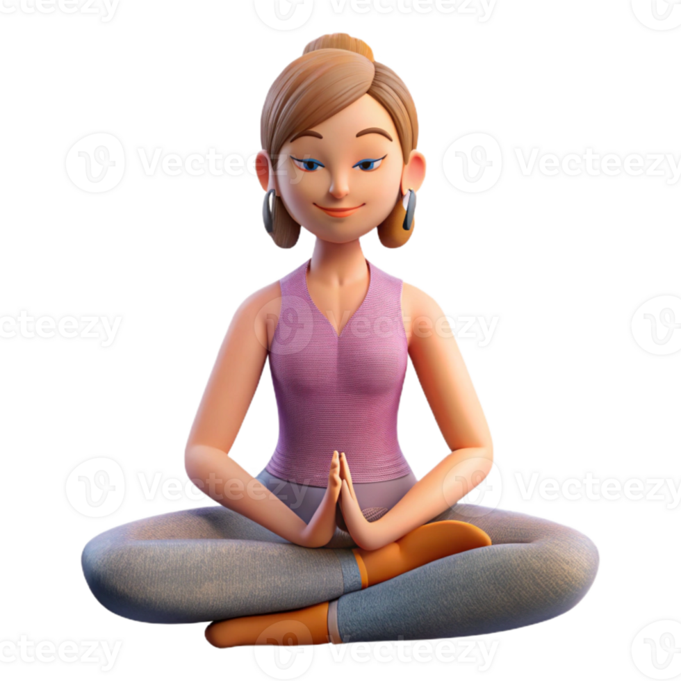 impressive creative Woman Meditating in Sukhasana Pose Cutout high resolution png
