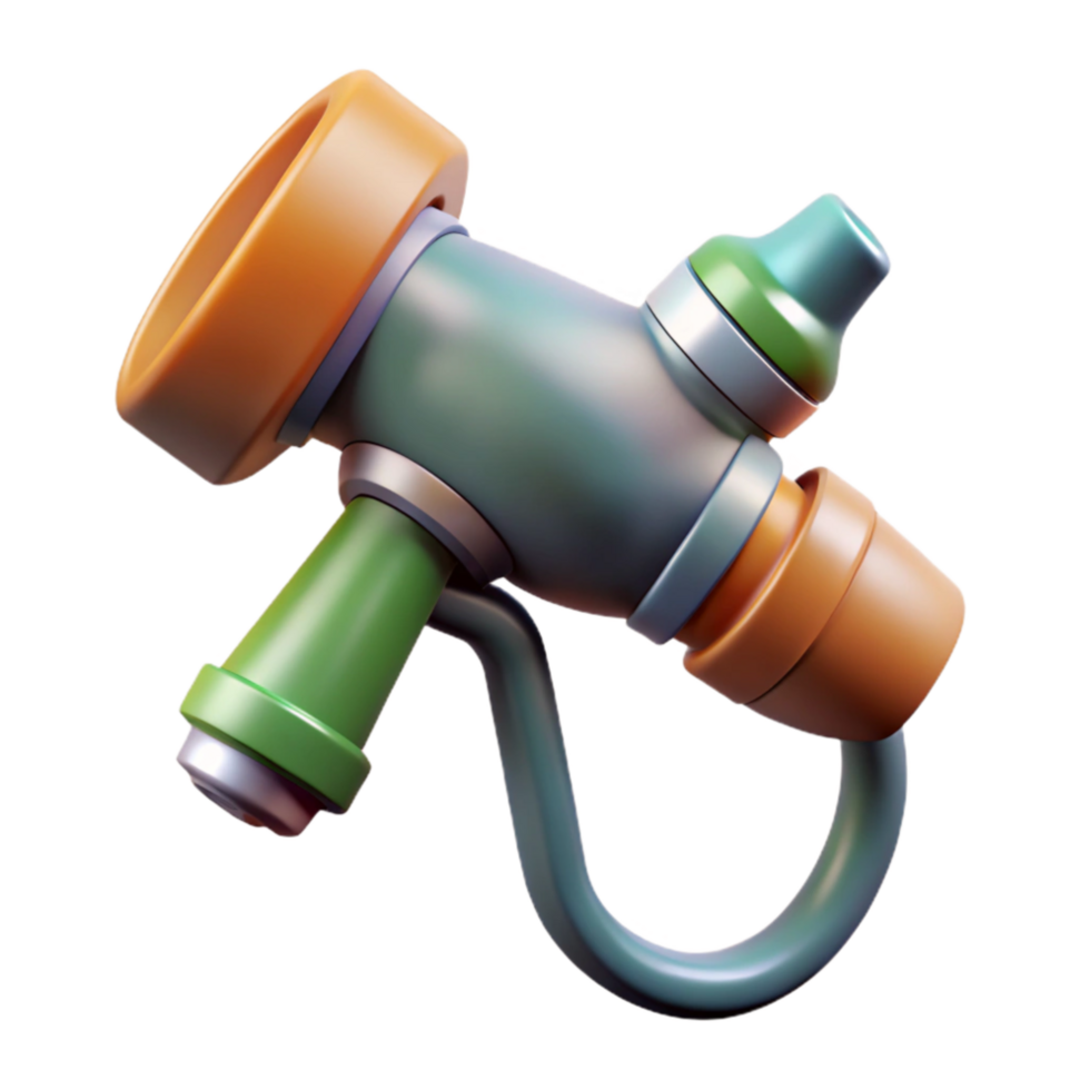 vibrant minimalist Garden Hose Nozzle Adjustable Isolated on Transparent Background authentic png