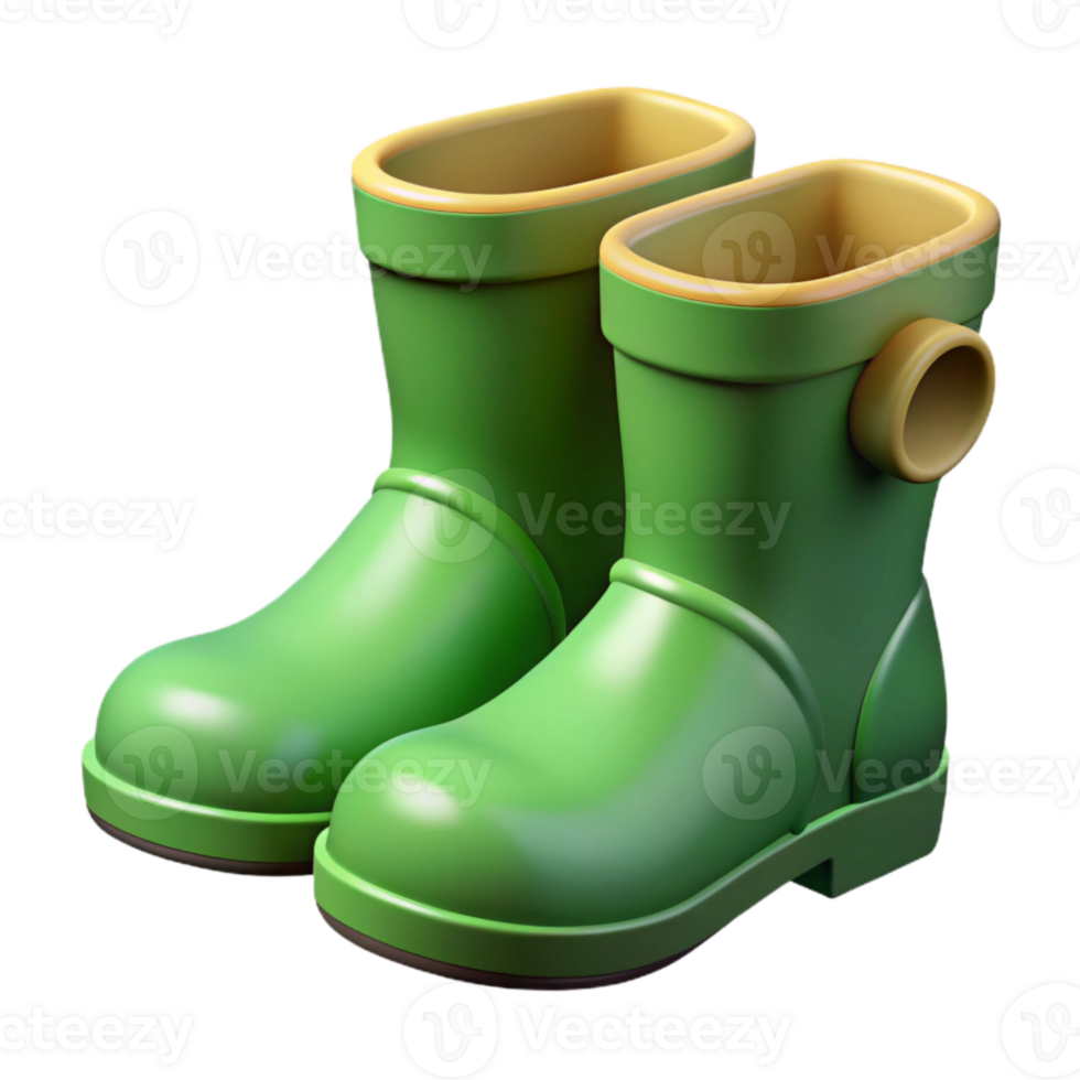 vibrant artistic Gardening Boots Green Rubber Cutout genuine png