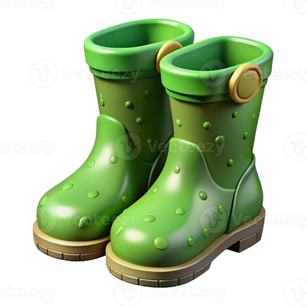 wonderful rustic Gardening Boots Green Rubber Cutout high resolution png