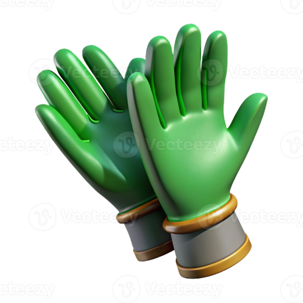 impressive minimalist Gardening Gloves Green Isolated Cutout with Grip Texture professional png