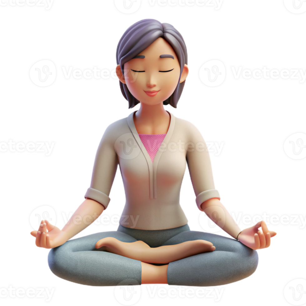 beautiful modern Woman Meditating Peaceful Posture Transparent Background exclusive png