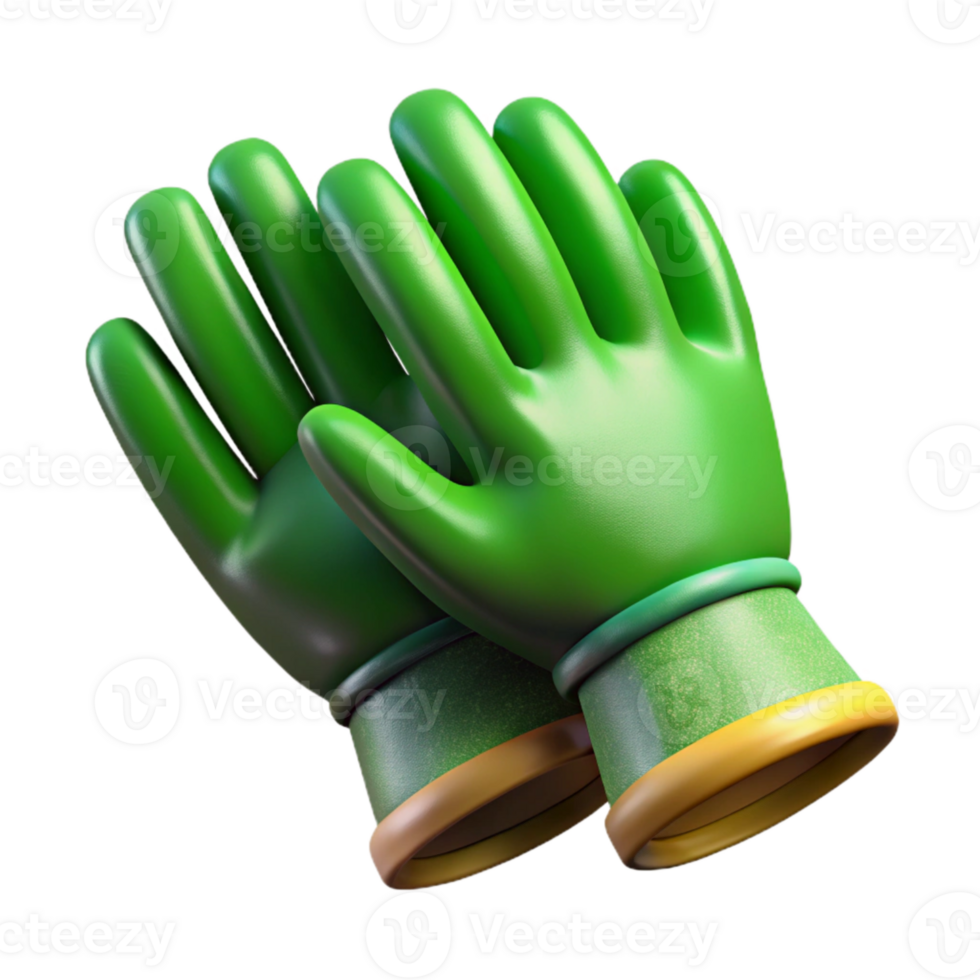 beautiful creative Gardening Gloves Green Isolated Cutout with Grip Texture original png